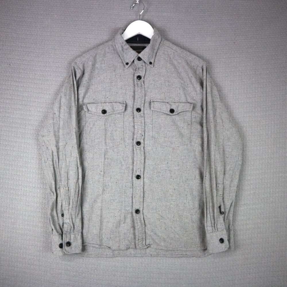 Banana Republic Untucked Standard Fit Speckled Cotton Button Up Medium